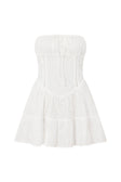 White Strapless Front Tie Mini Mairi Dress