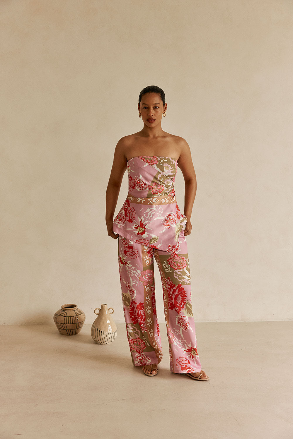 Pink Botanic Patch Floral Print Pocket Marleigh Pants