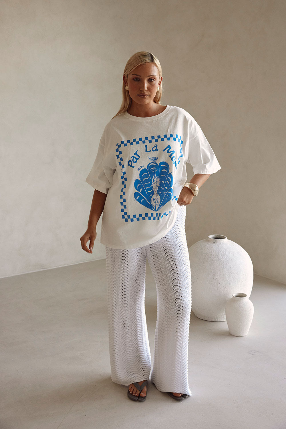 Blue Graphic Tee Relaxed Par La Mer Top