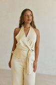Butter Yellow Silky Wrap Valentina Jumpsuit