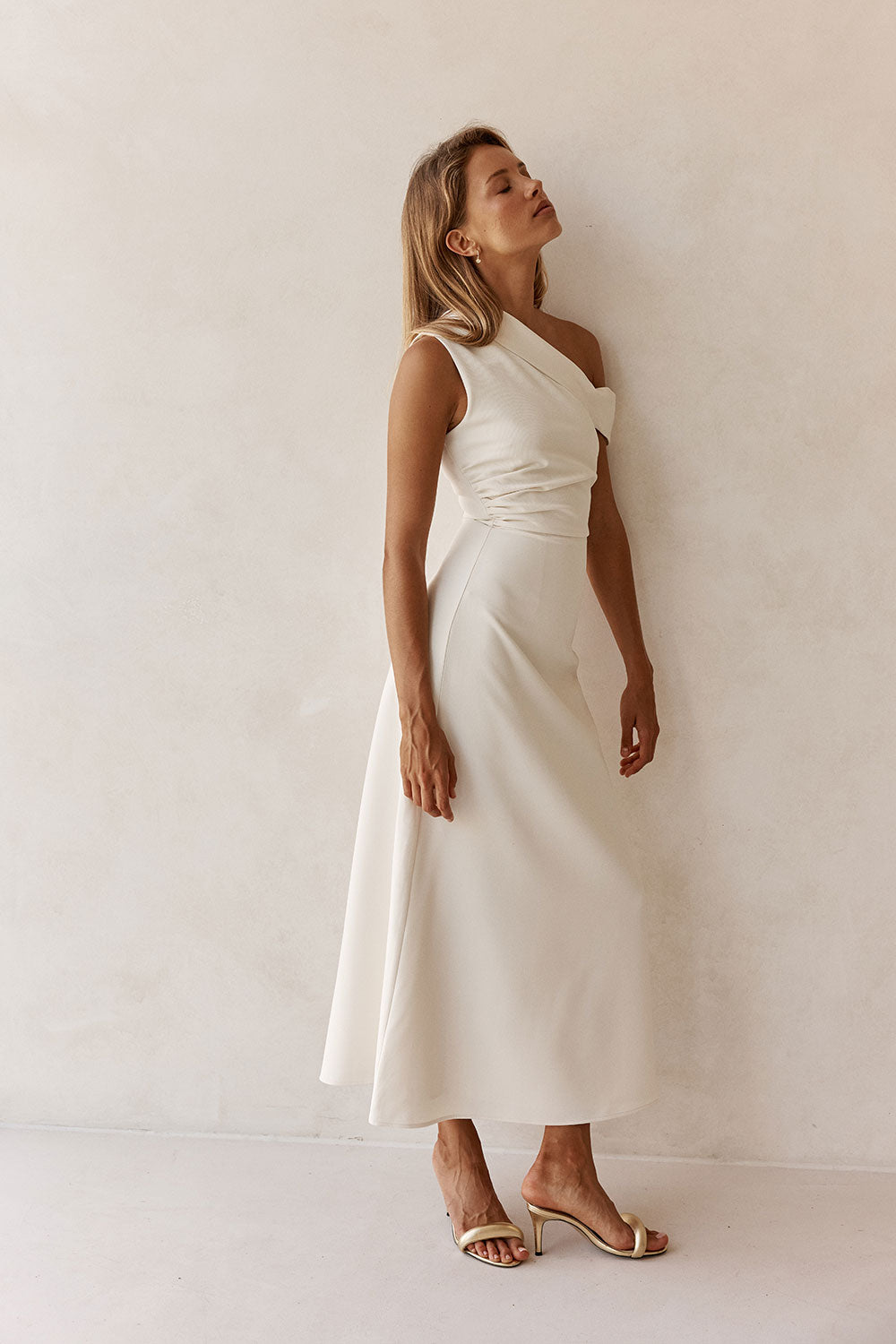 Bridal Cream One Shoulder Maxi Indy Dress