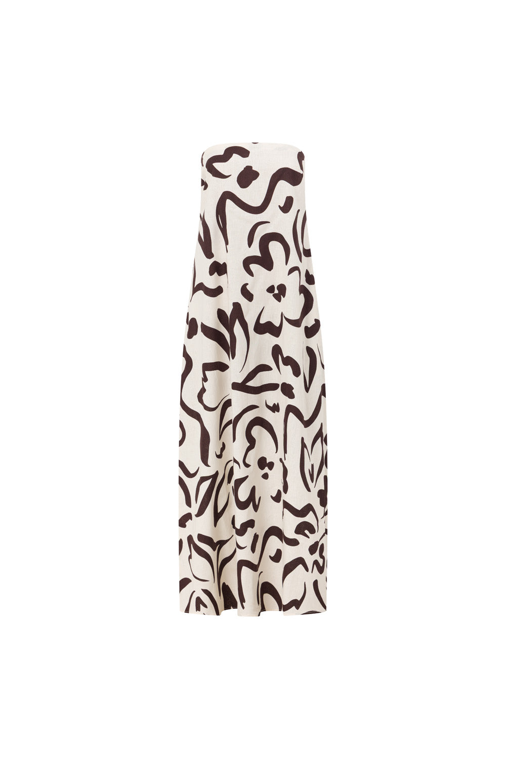 Cream Floral Fleur Lines Print Strapless Noah Dress