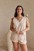 Cream V Neck Bow Elixir Dress