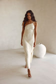 Bridal Cream One Shoulder Backless Maxi Emilee Dress