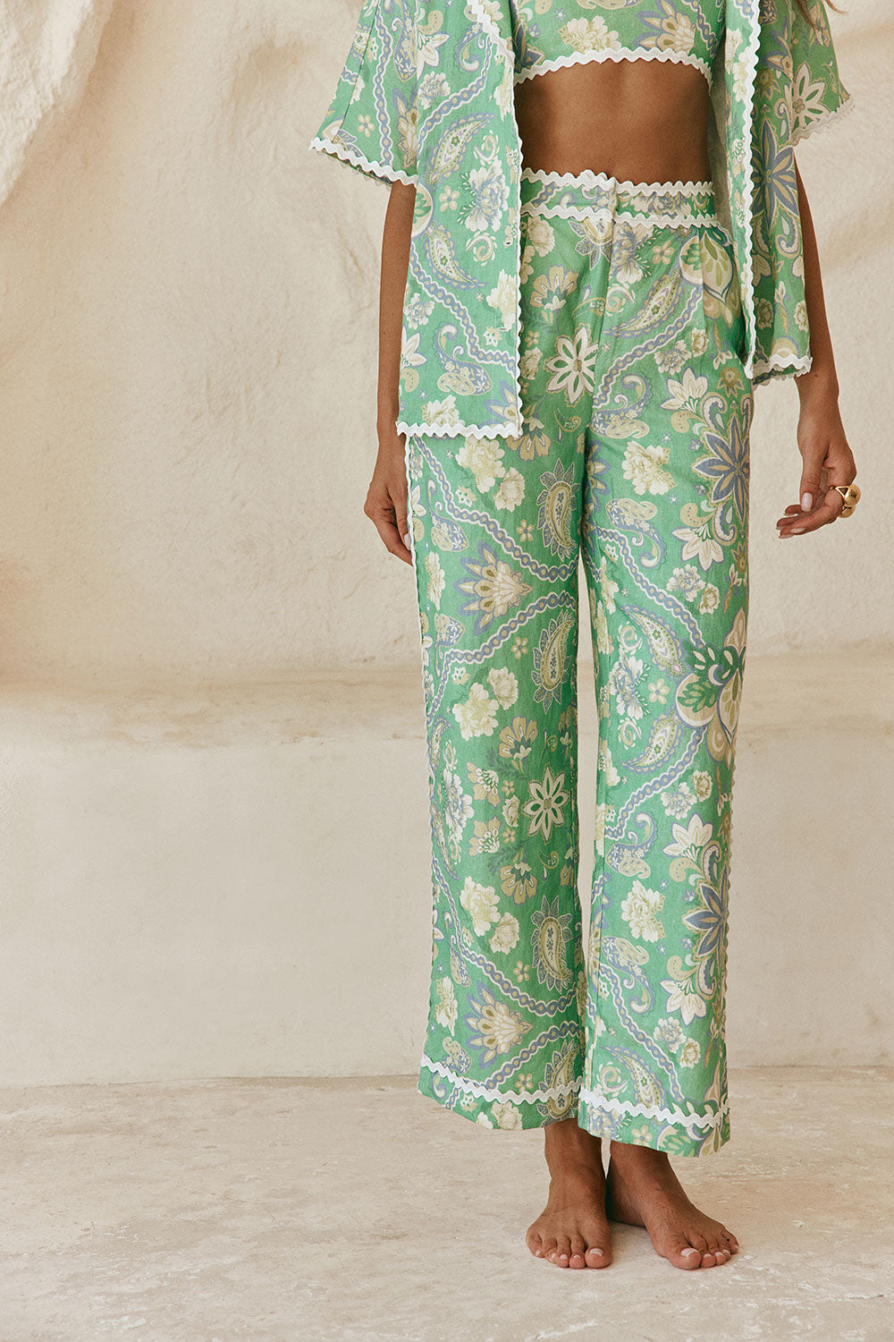 Green Floral Heritage print Kelia Trouser Pants