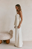 Cream Crochet Knit Strapless Lonline Ophelia Top