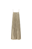 Khaki Taupe Green Ruched Maxi Daysia Dress