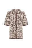 Cream And Brown Floral Button Up Collar Sarai Top