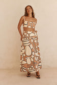 Orange Barrosa Print Strappy Cropped Tahaa Top