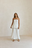 White Woven Ribbed Maxi Silla Skirt