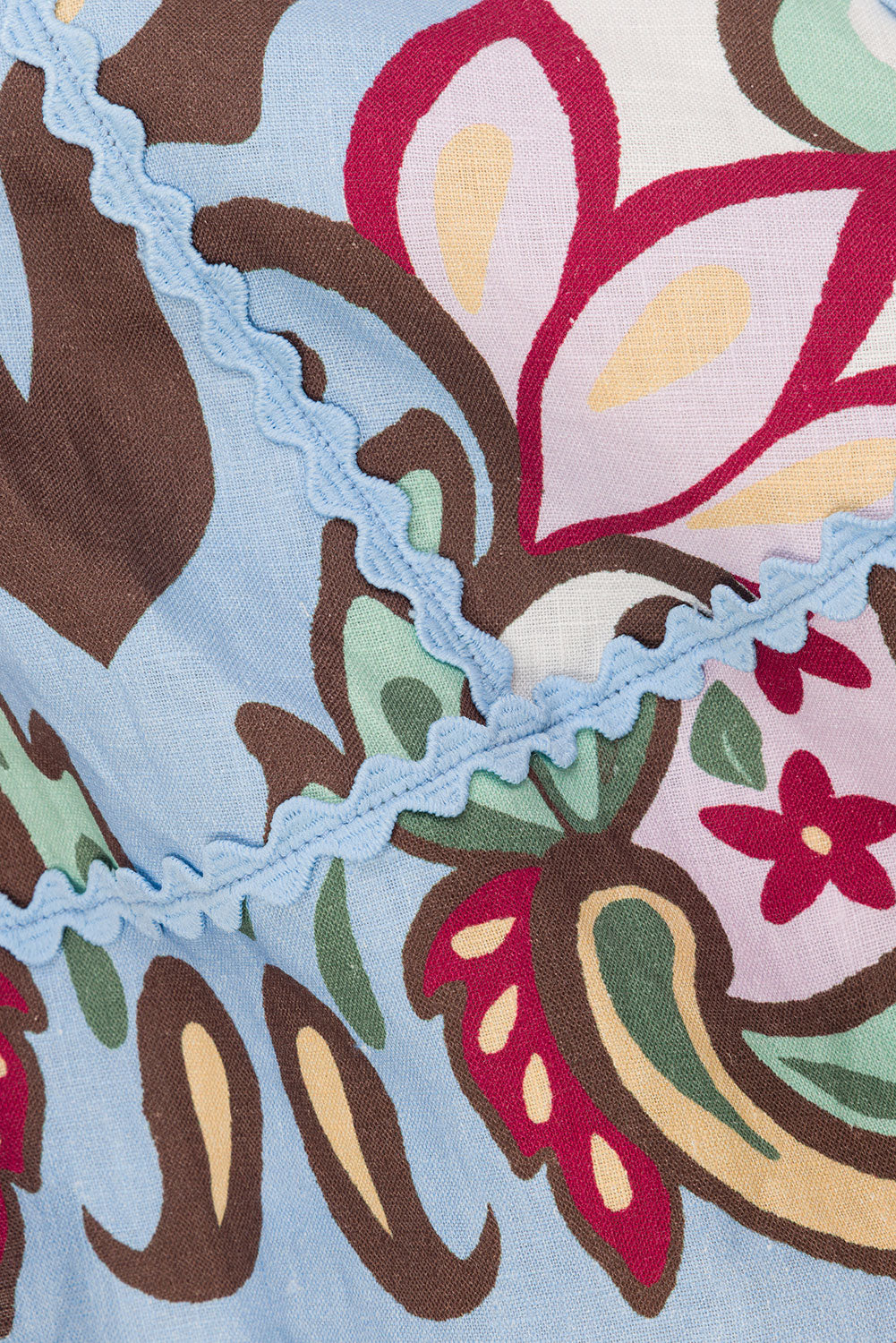 Blue Floral Paradesios Print Strapless Playsuit
