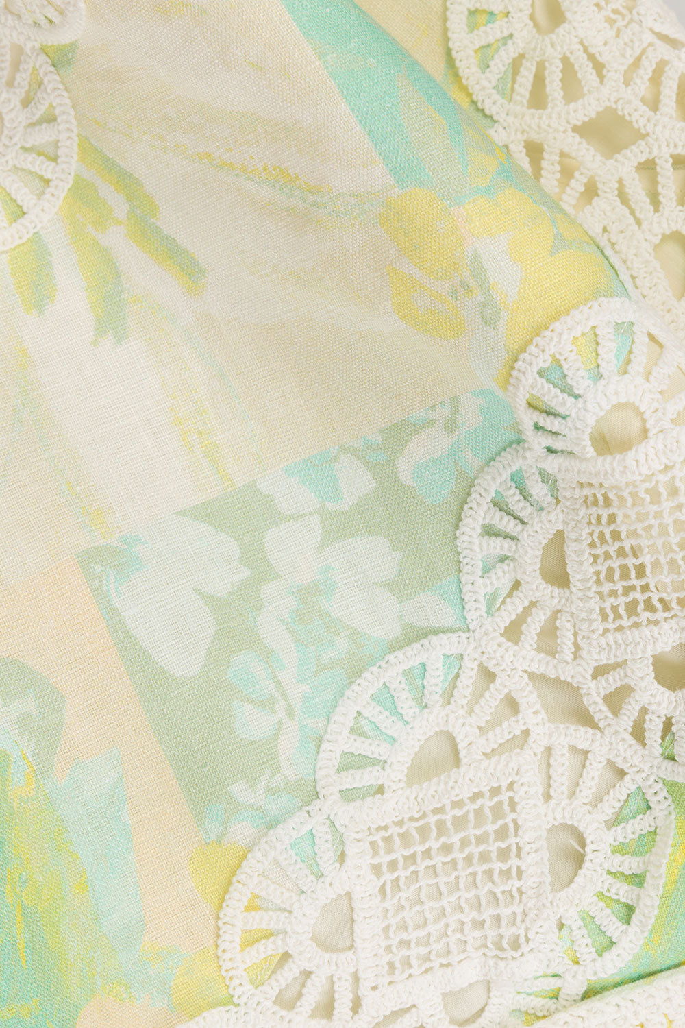 Green Fiore Festivo Print A-Line Mini Aquila Skirt