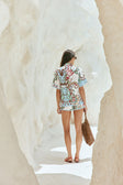 Blue Floral Paradesios Print Button Up Cassia Shirt