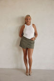 Khaki Green Pocket Mini Deluca Skirt