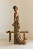 Chocolate Brown High Waist Elastic Drawstring Zen Pants