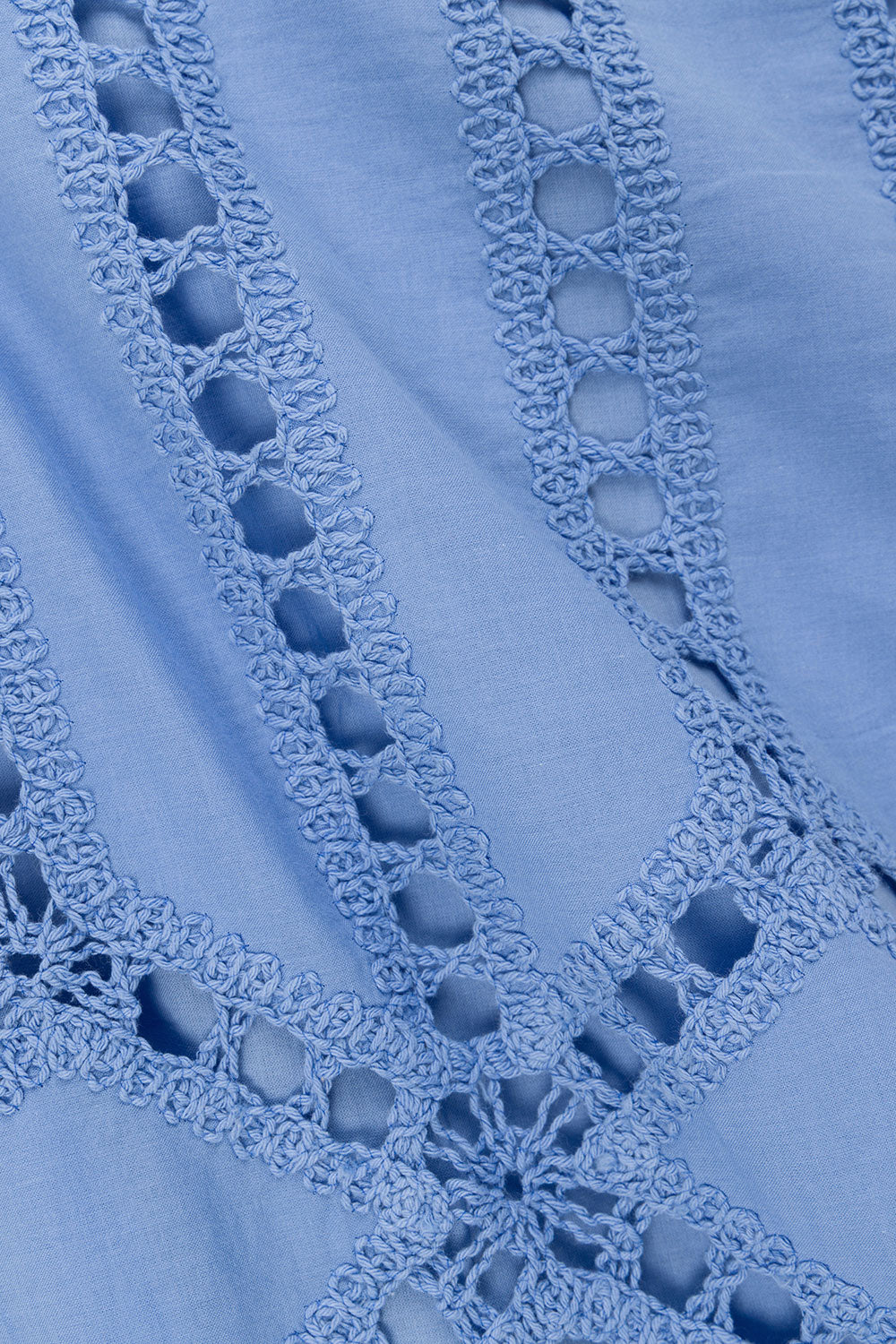 Blue Cotton Cutwork Flouncy Maxi Camilla Dress