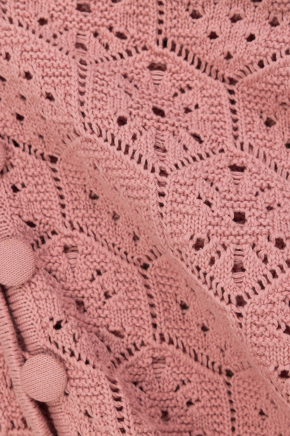 Blush Pink Crochet Knit Button Up Umiko Top