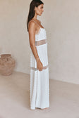Miliano Adjustable Thin Strap Panelled Maxi Dress - White