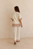 Cream Wavy Cotton Knit Button Up Janaya Top