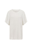 White Textured Boxy Adora T Shirt Top