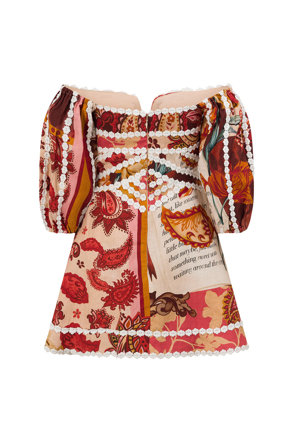 Red Floral Barocca Print Off Shoulder Mini Issa Dress
