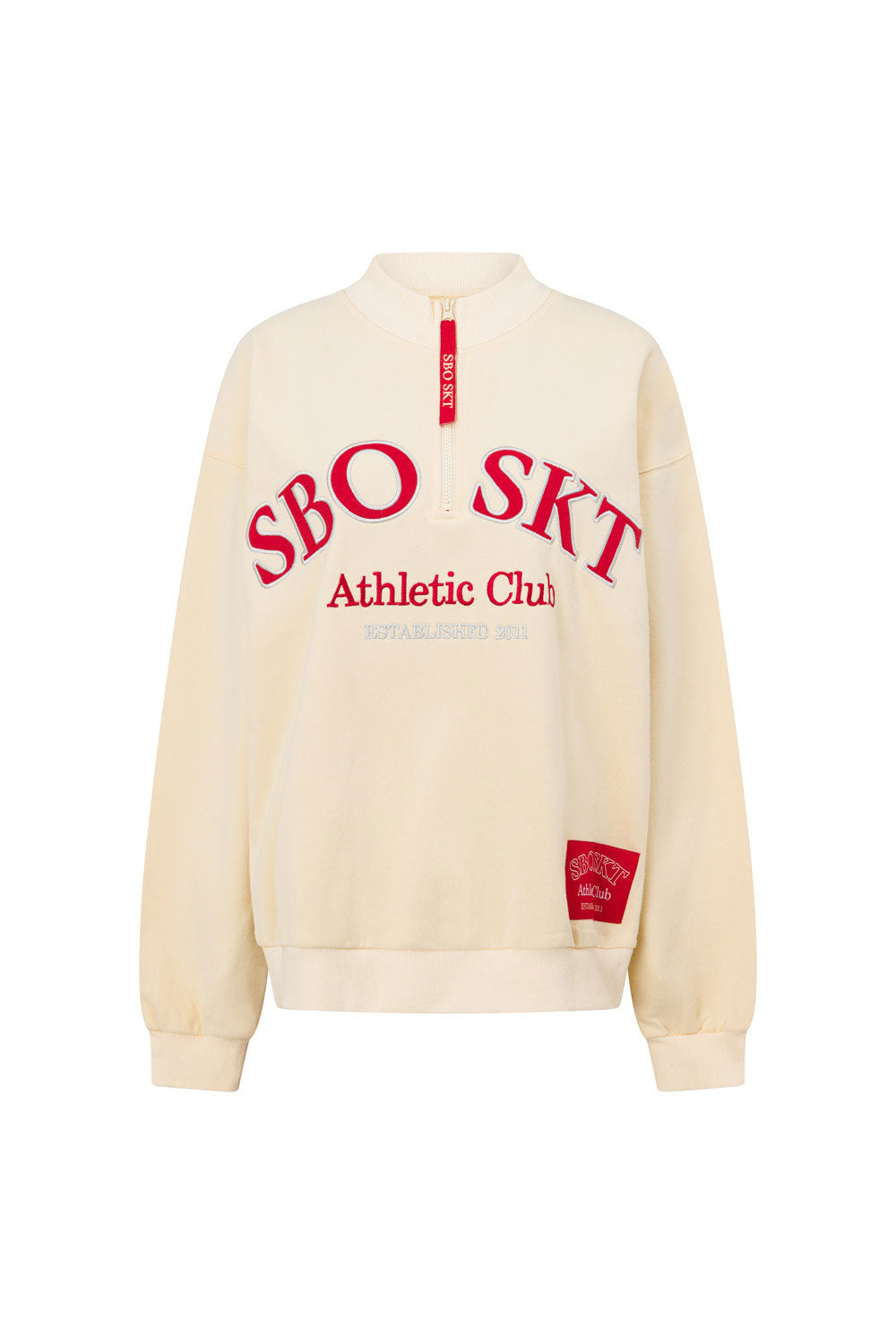 Geneva Vintage Oversized Sweater - Fleece Cream Red