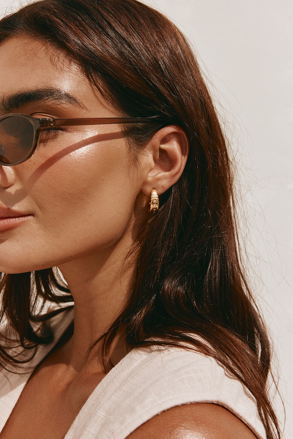 18K Gold Plated Hoop Gemstone Detail Vienna Earrings