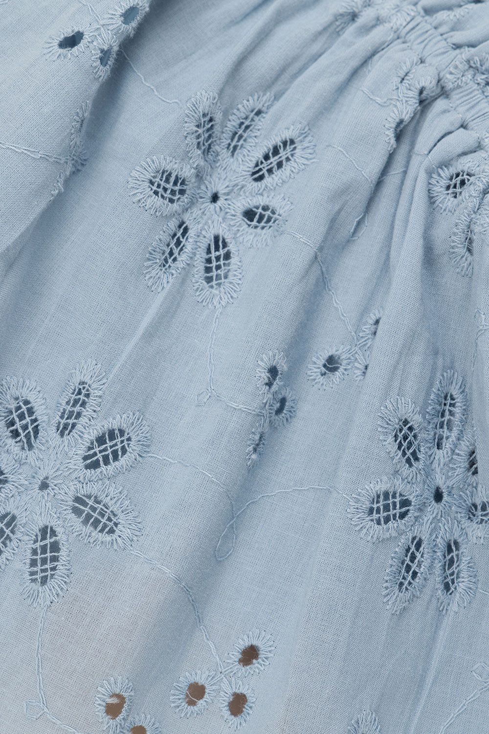 Blue Broderie Ruched Octavia Top