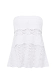 White Wave Knit Strapless Panel Kama Top