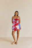 Valley Red Print Strappy Tiered Vian Top