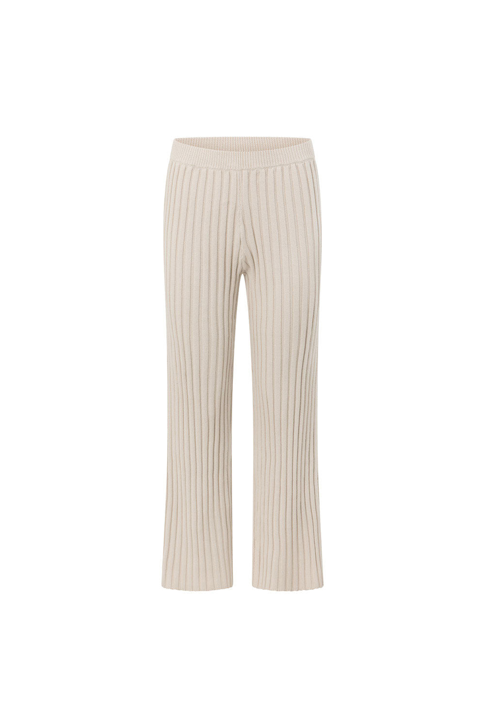 Beige Sand Ribbed Knit Celine Pants