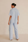 Blue High Waist Drawstring Pocket Brielle Pants