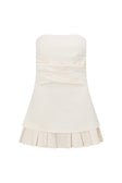 White Strapless Pleated Mini Izel Dress