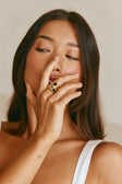 Gold Toned Black Stone Detail Zara Onyx Ring