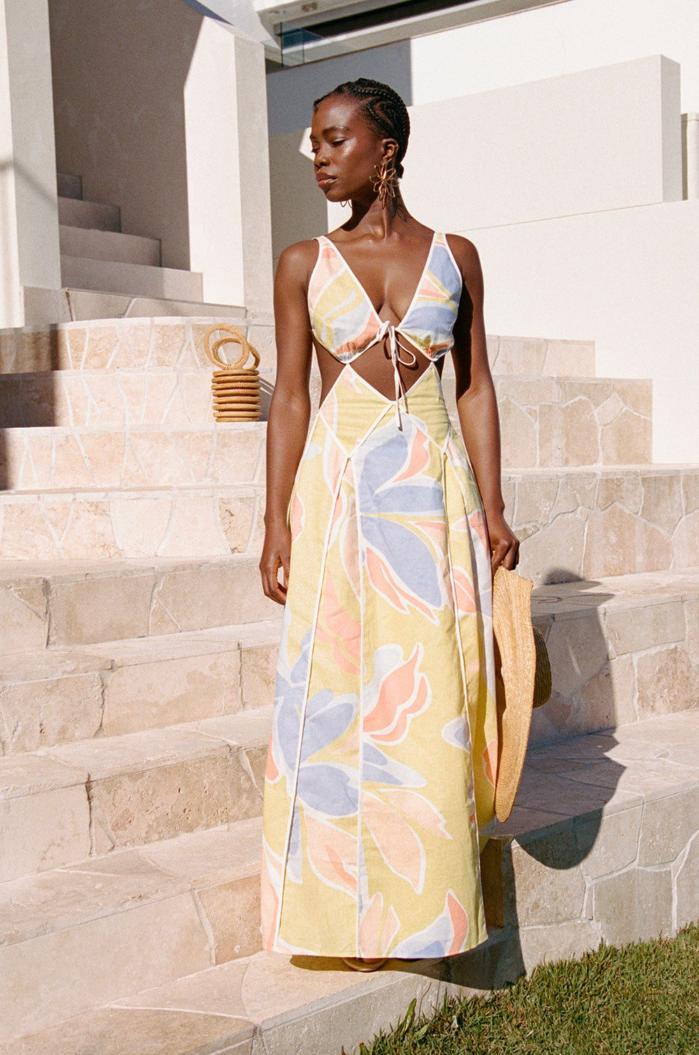 Eliska Cutout Maxi Dress  - Elia Purple Yellow Orange
