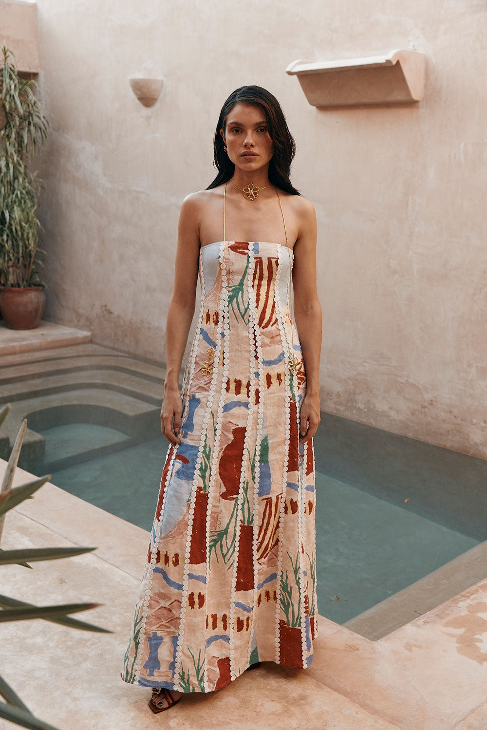 Maddalena Maxi Dress - Red Blue