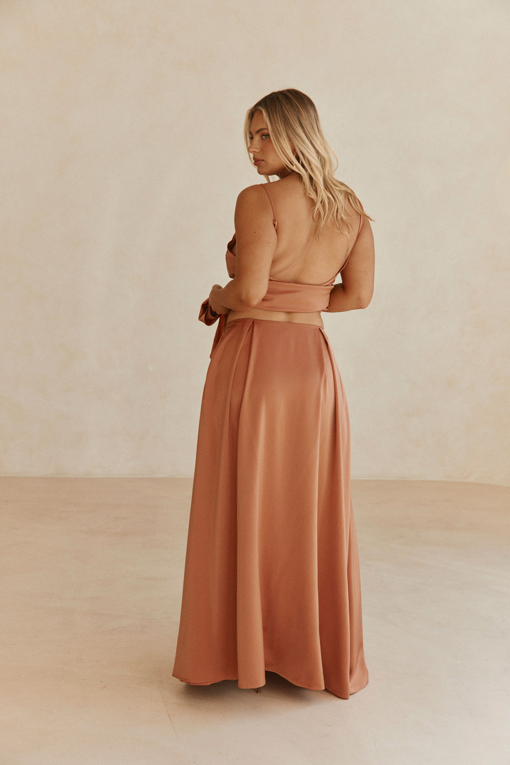 Coral Pleated Maxi Hailey Skirt