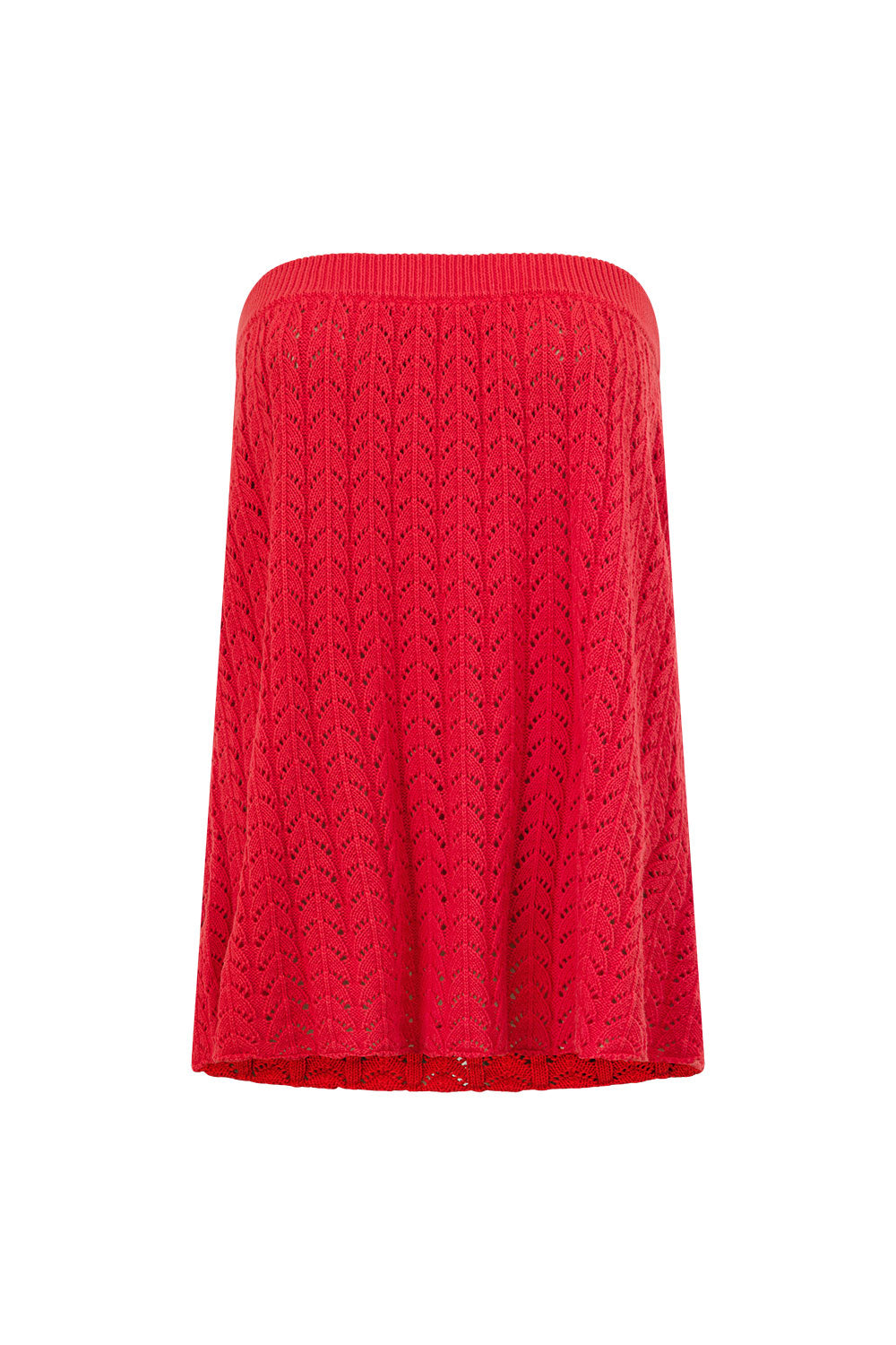 Red Cotton Knit Strapless Athena Top