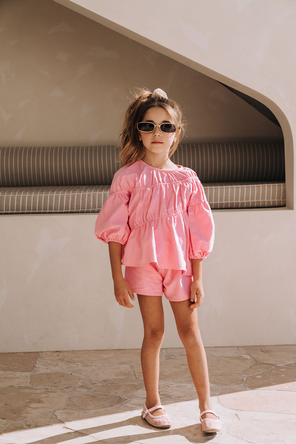 Pink Elastic Drawstring Bikkie Mini Shorts
