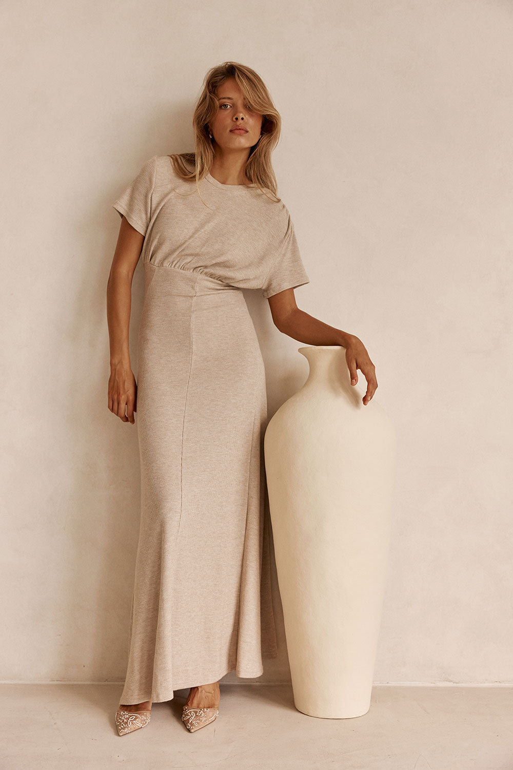 Beige Maxi Gizelle Dress
