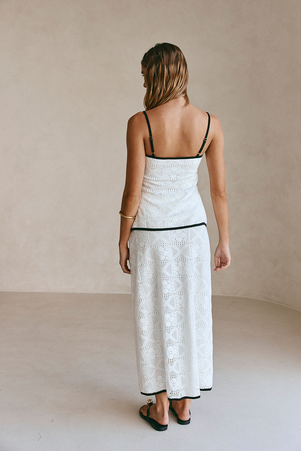 White Crochet Adjustable Strap Aluna Top