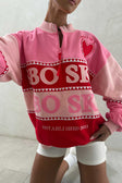 Pink Terry Oversized Vintage 1/4 Zipper Lovina Sweater