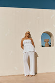 White Wave Knit High Waist Kama Pants