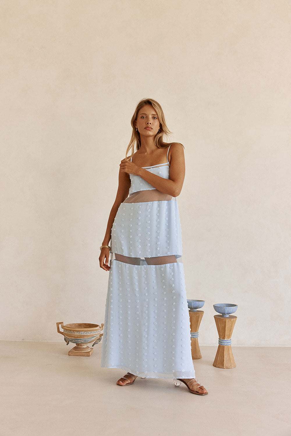 Baby Blue Panel Maxi Tarissa Dress