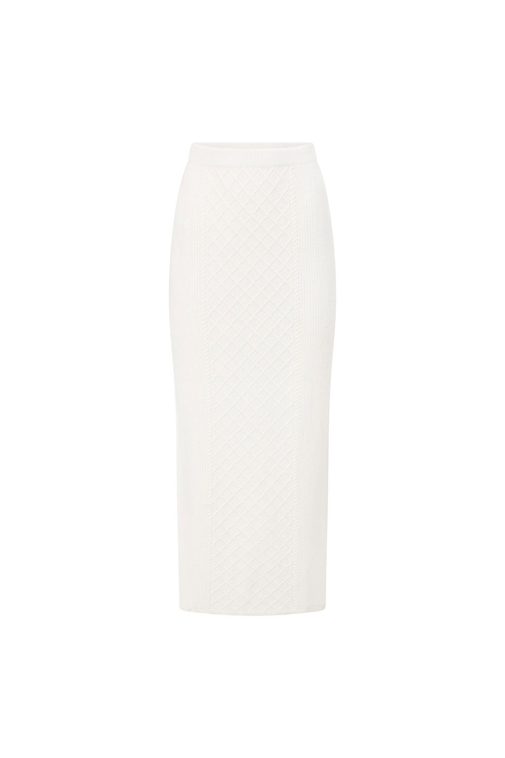 White Cable Knit Maxi Lotus Skirt