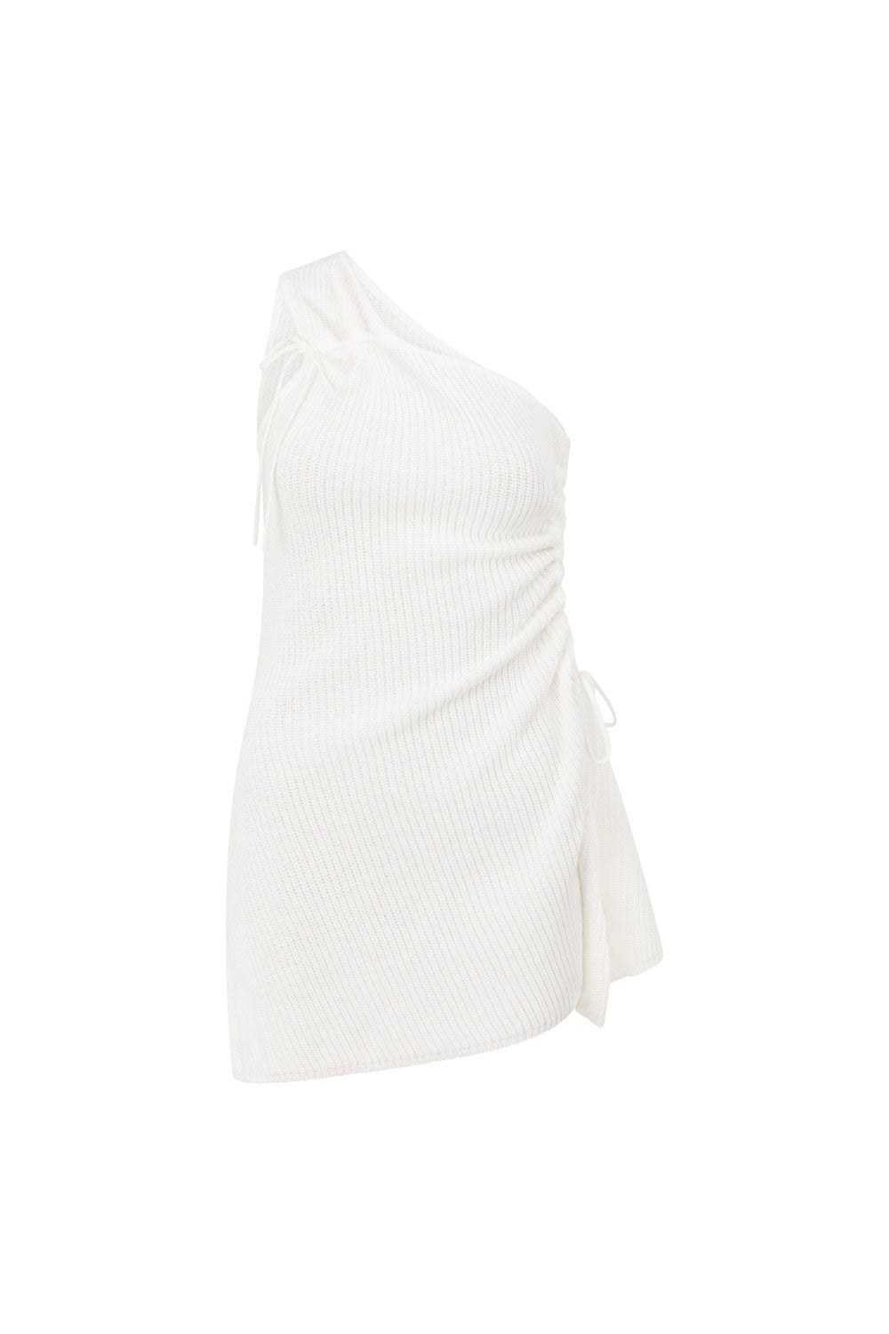 Bridal White One Shoulder Ruched Mini Rosalie Dress