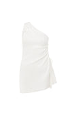 Bridal White One Shoulder Ruched Mini Rosalie Dress
