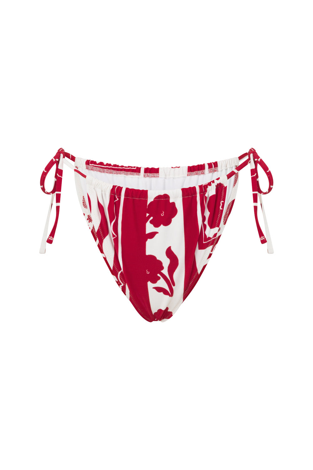 Red Voyage Print Tie Nusa Scrunch Bikini Bottom