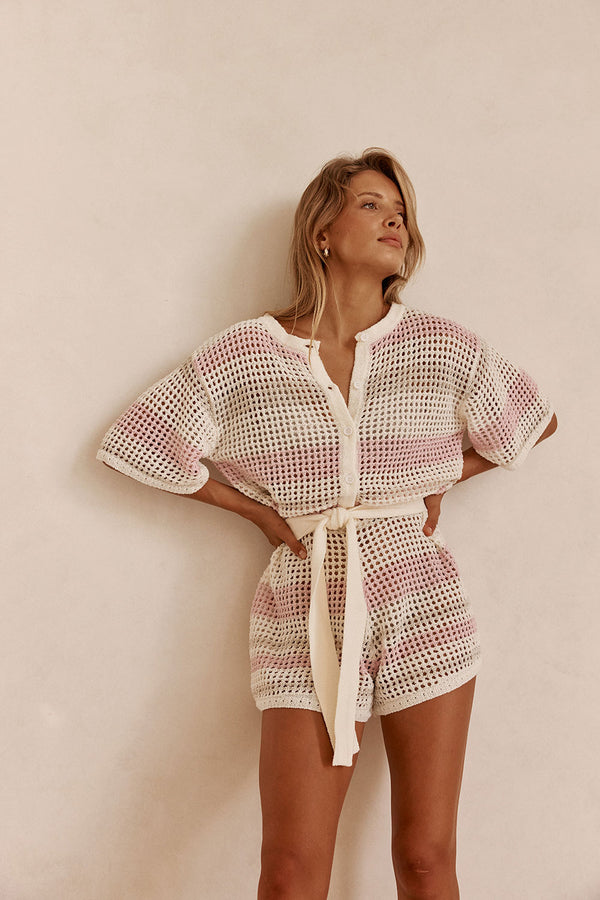 SAMPLE-Easton Playsuit - Cream Stripe