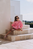 Pink Ruched Puff Sleeve Bikkie Mini Top